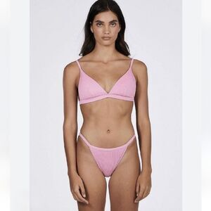 NWT Charlie Holiday Pink Zulu Triangle Top & Sadie Bottom Bikini Size L